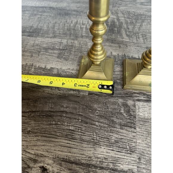 Anderson Foundry Arts & Crafts Mission Brass Candlesticks Pair 6 3/8” Art Deco - Picture 9 of 10